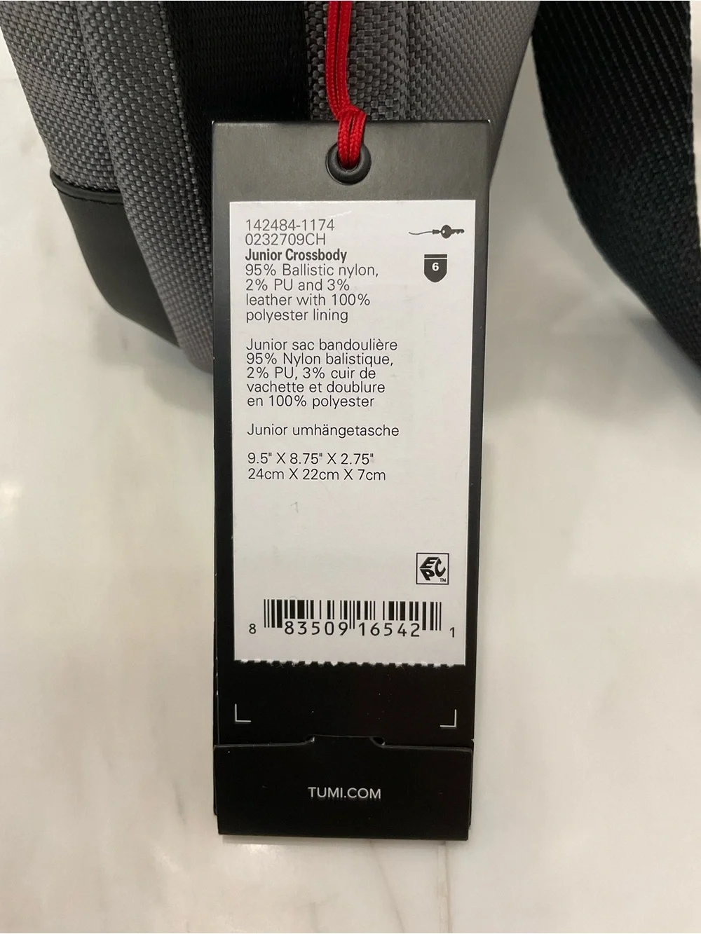 NEW Tumi ALPHA BRAVO JUNIOR 9.5” Ballistic Nylon Sling Crossbody Bag - CHARCOAL